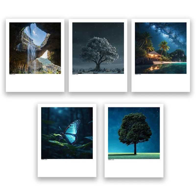 آویز تزیینی عرش مدل فانتزی منظره طبیعت کد Asa1042 مجموعه پنج عددی