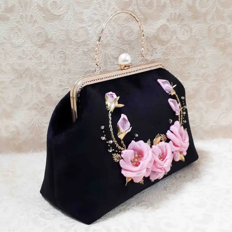 کیف مجلسی زنانه مدل روباندوزی بهاری