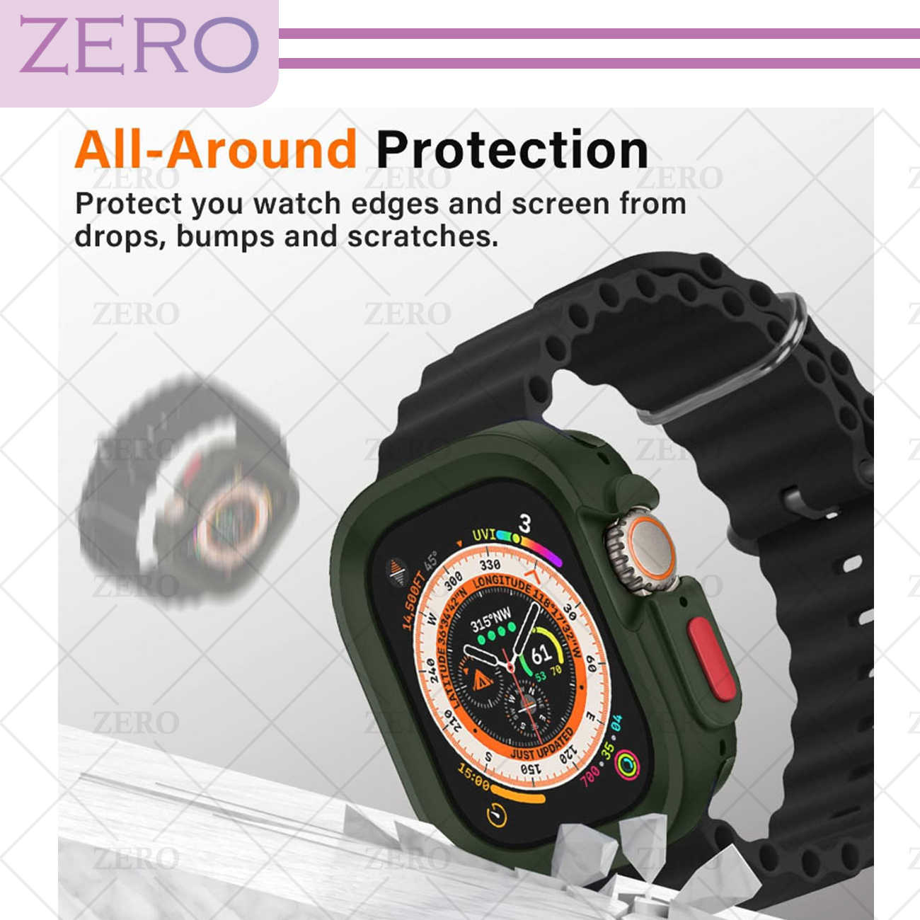 کاور زیرو مدل SIC Armor ZR مناسب برای اپل واچ سری 7/8/9 سایز 45 میلی متری به همراه محافظ صفحه نمایش