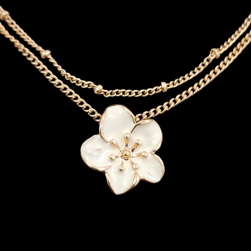 گردنبند زنانه مدل شکوفه E3077 مجموعه 2 عددی