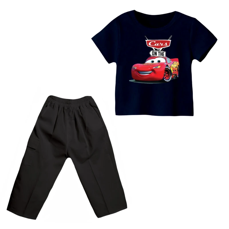 ست تی شرت و شلوارک پسرانه مدل ماشین ها کد 7
