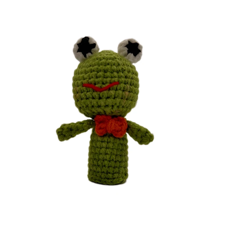 عروسک انگشتی بافتنی مدل قورباغه 