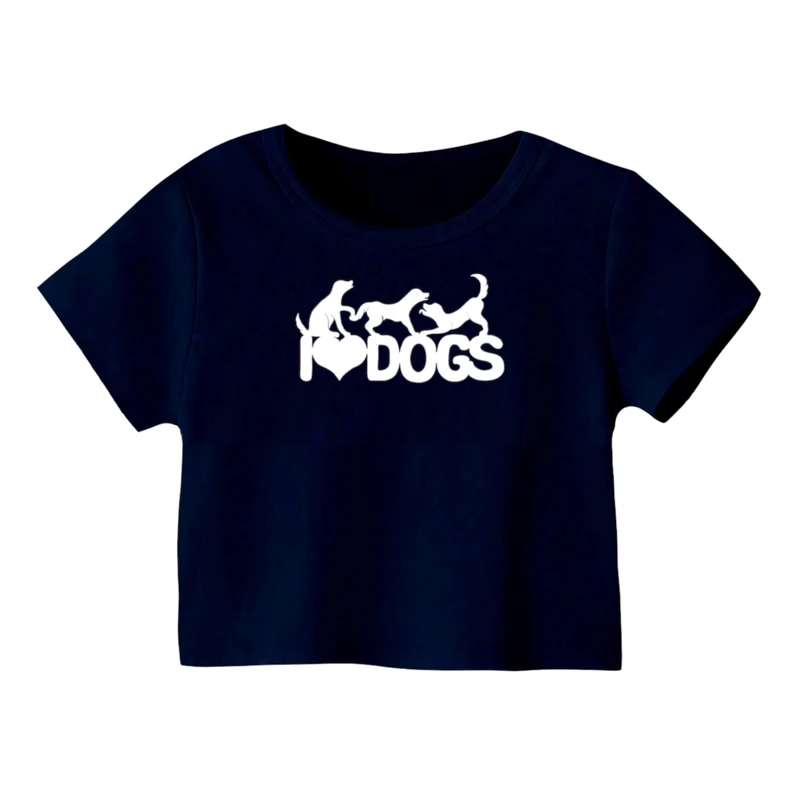 کراپ‌ تی‌شرت آستین کوتاه زنانه مدل سگ کد 7