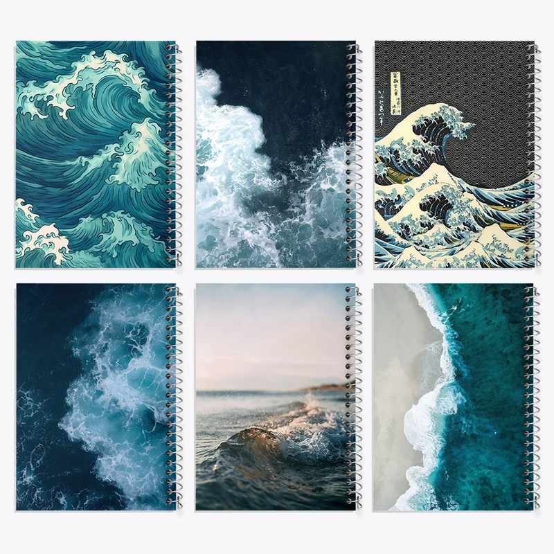 دفتر مشق 100 برگ خندالو طرح موج دریا کد 984 مجموعه 6 عددی