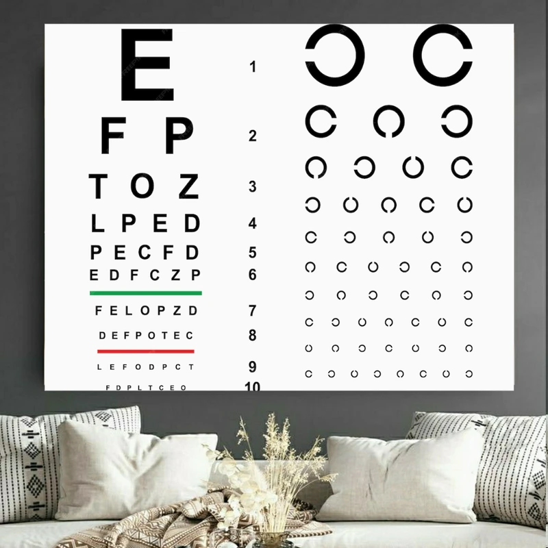 تابلو بوم طرح مخمل عینک سنجش بینایی مدل آزمون اصلاح دید کد PD105823
