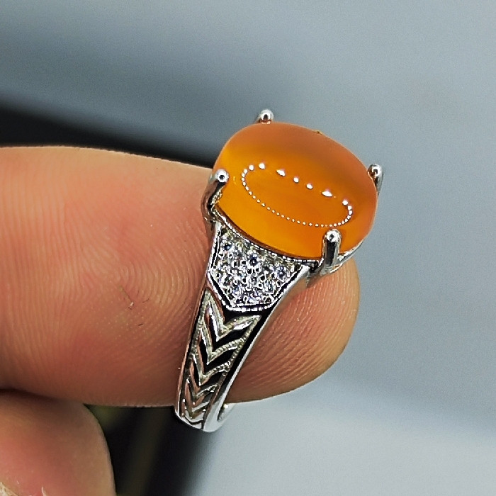 انگشتر نقره زنانه نقره جات بافندگان مدل عقیق یمانی کد 877