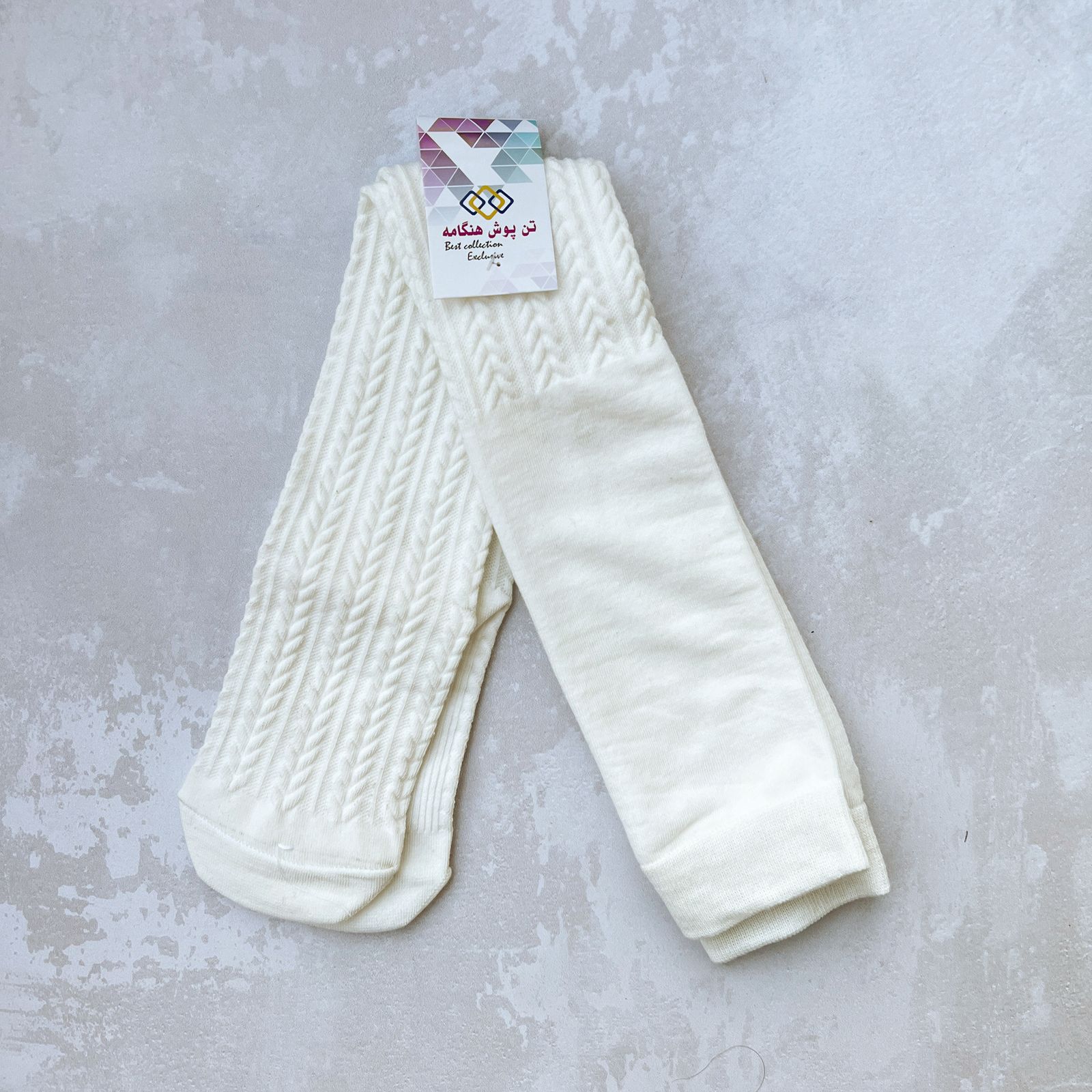 جوراب زنانه تن پوش هنگامه مدل بالا زانو برجسته BW بسته 2 عددی -  - 4