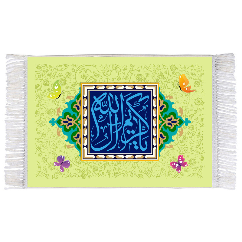 فرش ماشینی دیوارکوب اطلس آبی مدل یا کریم اهل بیت کد T4564