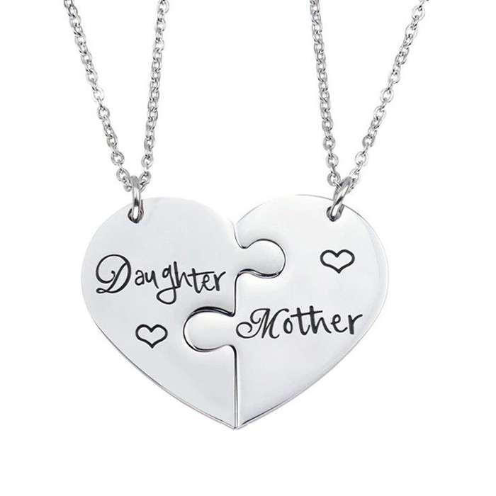 گردنبند دخترانه مدل قلب مکمل مدل مادر و دختر مجموعه 2 عددی گردنبند دخترانه مدل قلب مکمل مدل مادر و دختر مجموعه 2 عددی