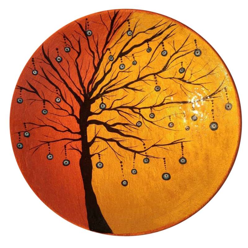 بشقاب دیوارکوب سفالی مدل درخت کد 04