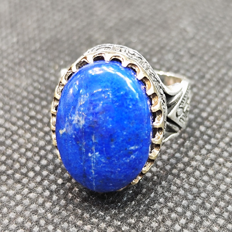 انگشتر نقره مردانه مدل سنگ لاجورد کد 25