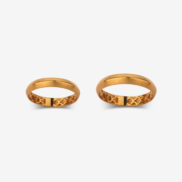 ست حلقه طلا 18 عیار زنانه و مردانه گلدم مدل R343015
