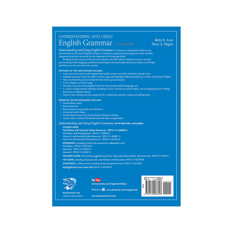 کتاب Understanding and Using English Grammar اثر Betty S Azar and Stacy A. Hagen انتشارات Pearson