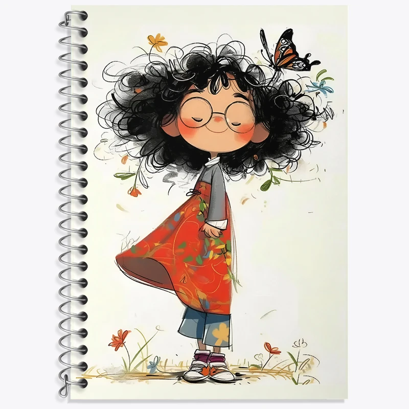 دفتر زبان 50 برگ خندالو مدل سه خط طرح دخترانه کیوت کد N3009