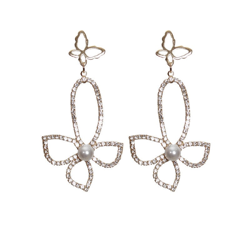 گوشواره زنانه مدل پروانه آویزدار کد 102003300