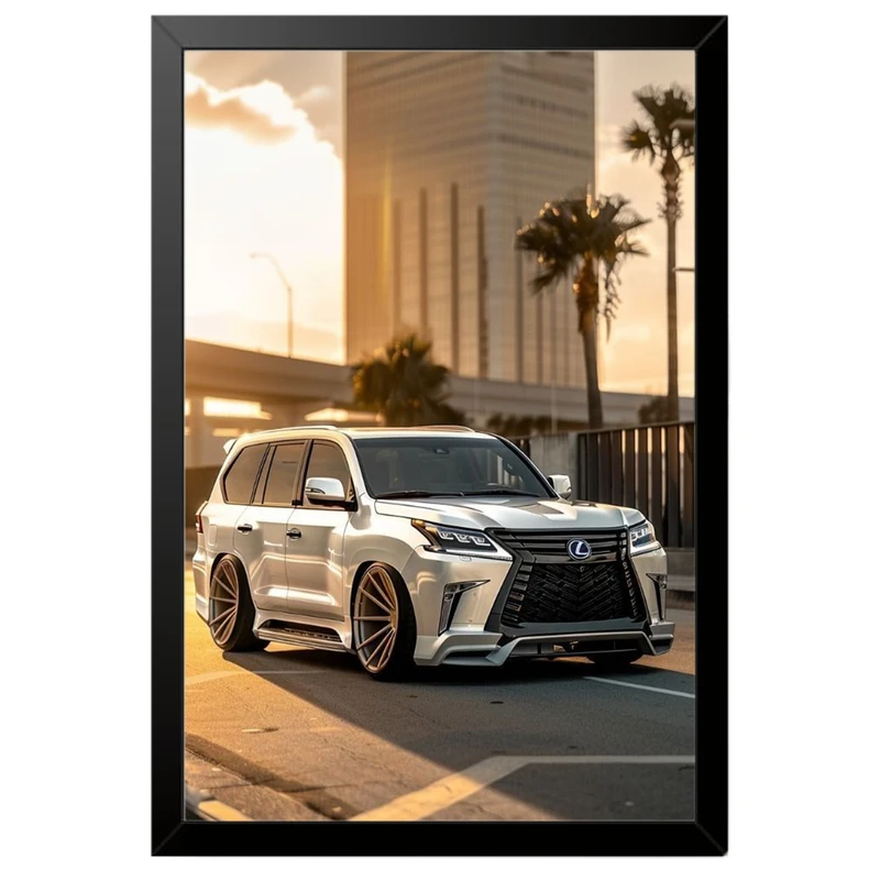 تابلو بکلیت طرح ماشین و خودرو لکسوس Lexus LX 570 مدل B-po1931 فریم مشکی