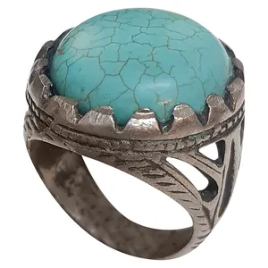 انگشتر نقره مردانه مدل فیروزه نیشابور کد FT114270