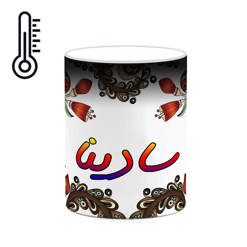 ماگ حرارتی کاکتی مدل اسم سادینا طرح سنتی گل و بته کد mgh45482