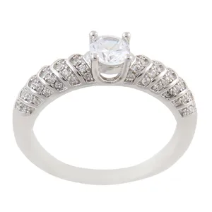 انگشتر نقره زنانه بازرگانی میلادی مدل تک نگین کد AWR_725