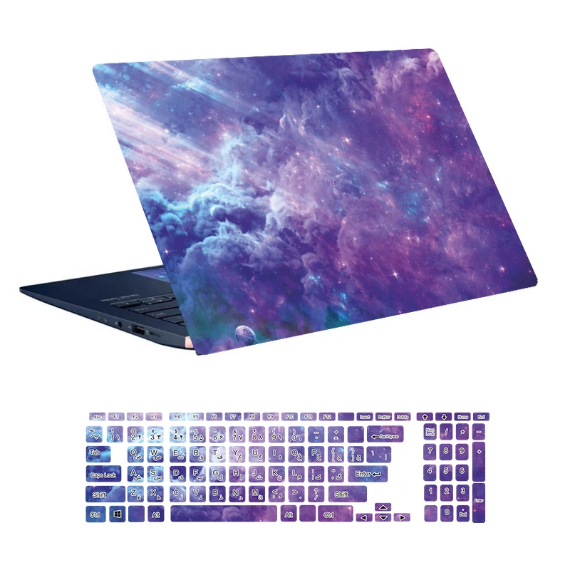 استیکر لپ تاپ توییجین و موییجین طرح Space کد 113 مناسب برای لپ تاپ 15.6 اینچ به همراه برچسب حروف فارسی کیبورد 