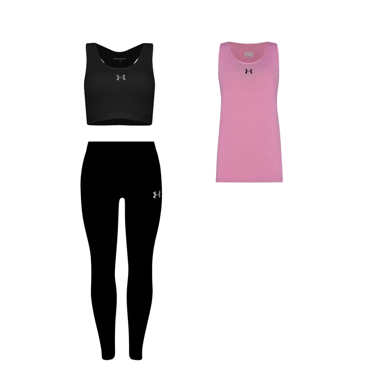 ست سه تکه لباس ورزشی زنانه مدل 1801-4101-9101 رنگ مشکی