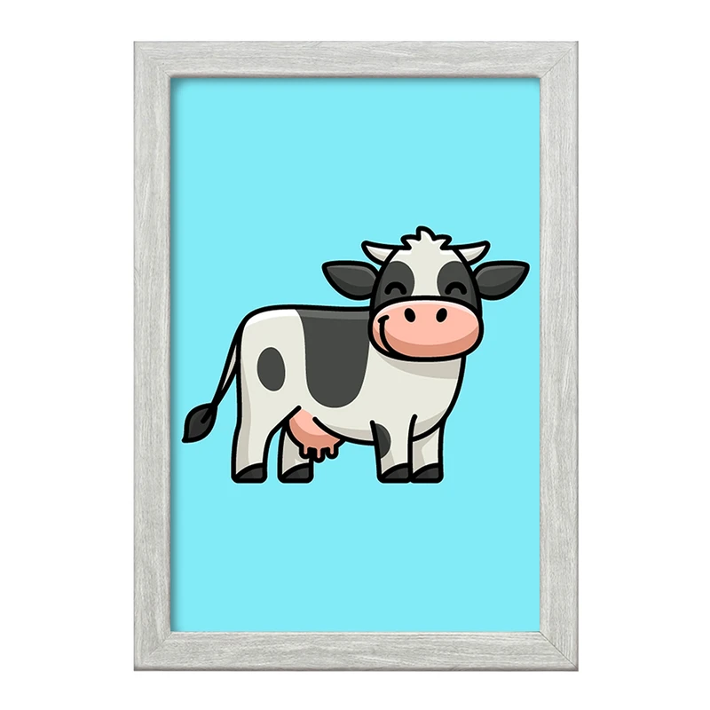 تابلو خندالو طرح حیوانات بامزه گاو کد 28207