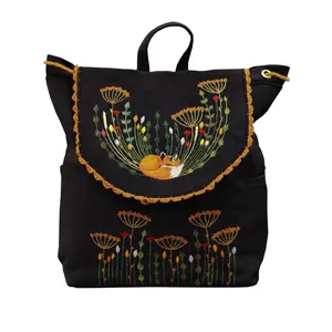 کوله پشتی دخترانه گلدوزی شده مدل روباه کد 002