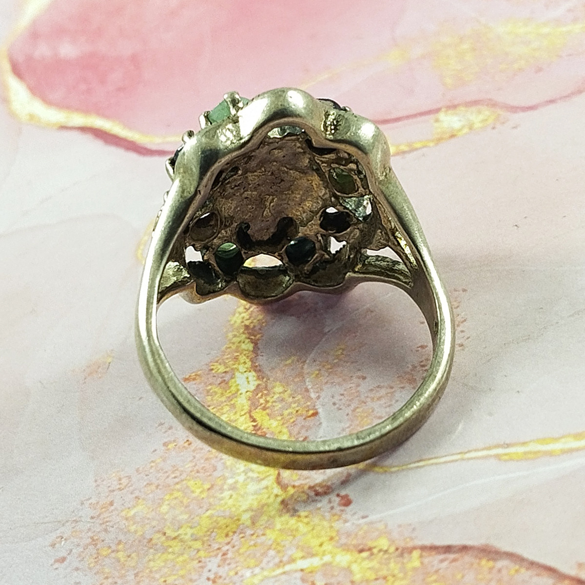 انگشتر نقره زنانه سلین کالا مدل سیاه قلم چند جواهر کد 140