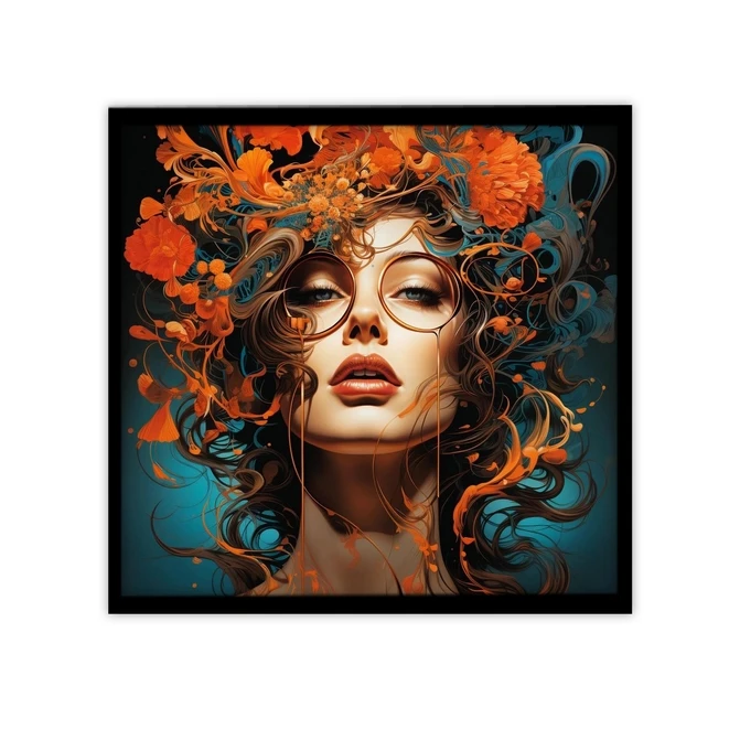 تابلو نوری بکلیت طرح گرافیکی چهره هنری و گل رنگی مدل B-MID-19819