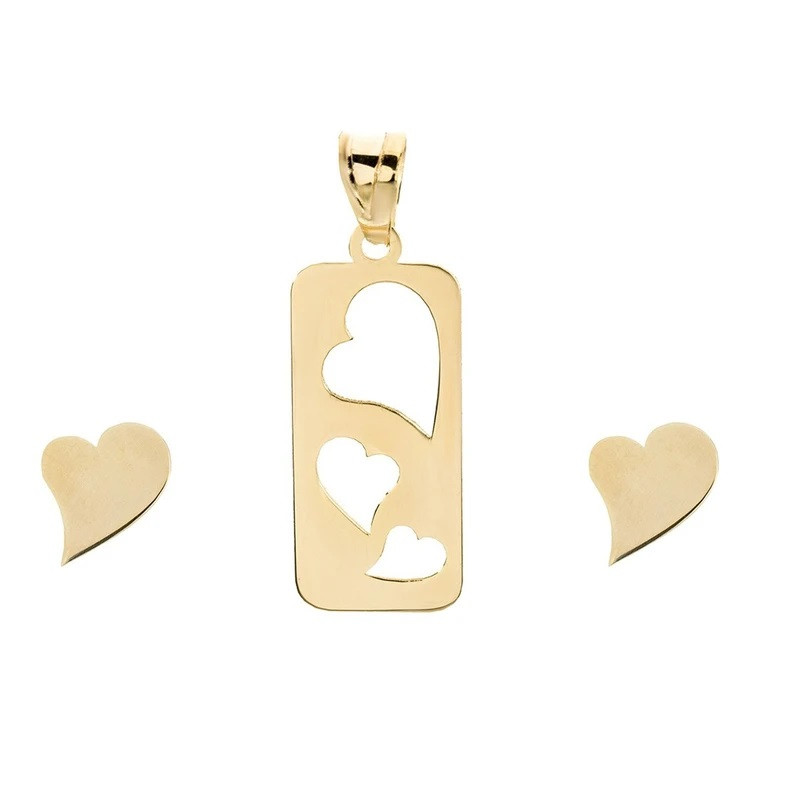 نیم ست طلا کم اجرت 18 عیار زنانه وی وی گلد گالری مدل قلبی