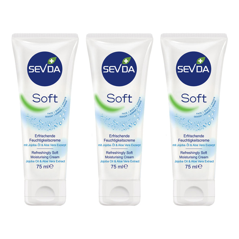 کرم مرطوب کننده سودا مدل Soft حجم 75 میلی لیتر مجموعه 3 عددی