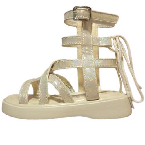 صندل دخترانه مدل ساق دار رنگ کرم