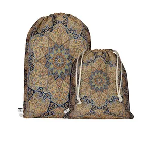 نظم دهنده سفری مدوپد طرح قالی قم ترنج هندسی مدل C-Ghom137 بسته 2 عددی