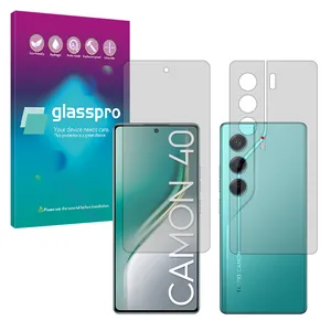Glass pro Resistant model matte screen protector suitable for Tecno Camon 40 mobile phone along with the back protector