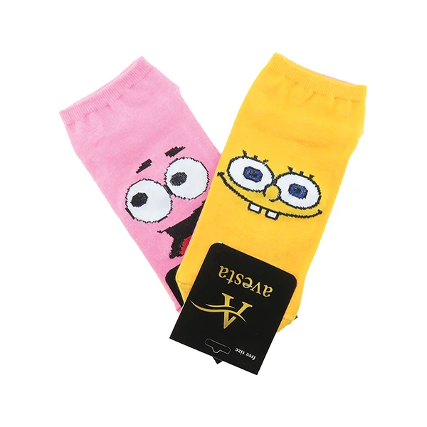 جوراب ساق کوتاه زنانه مدل تا به تا باب اسفنجی و پاتریک