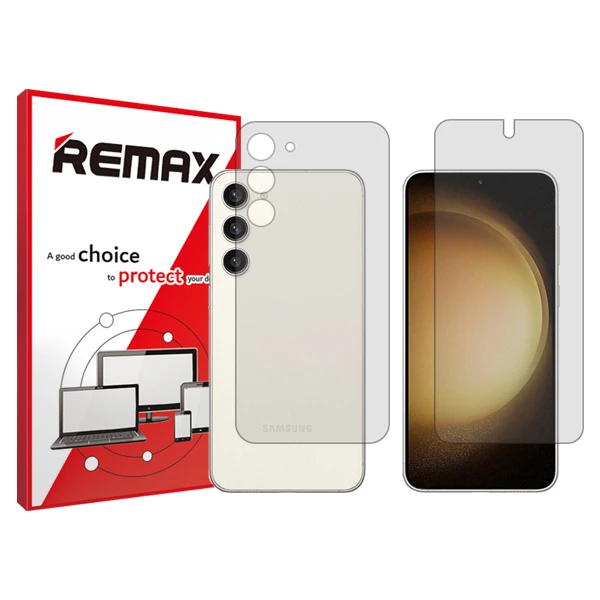 محافظ صفحه نمایش شفاف ریمکس مدل HyGEl مناسب برای گوشی موبایل سامسونگ + Galaxy S23 به همراه محافظ پشت گوشی