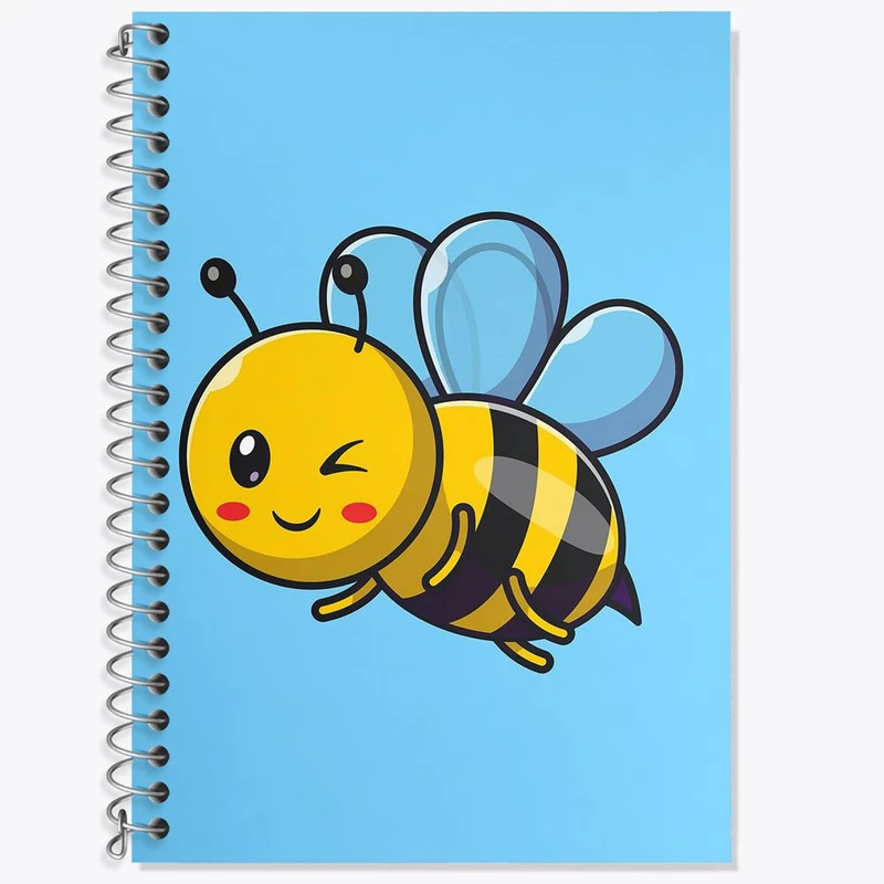 دفتر زبان 50 برگ خندالو مدل دو خط طرح حیوانات بامزه زنبور کد 25409