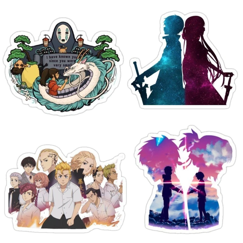استیکر لپ تاپ طرح انیمه ای کد 020 مجموعه 4 عددی