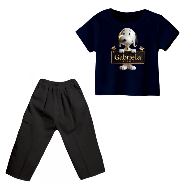 ست تی شرت و شلوارک پسرانه مدل اسنوپی کد 68