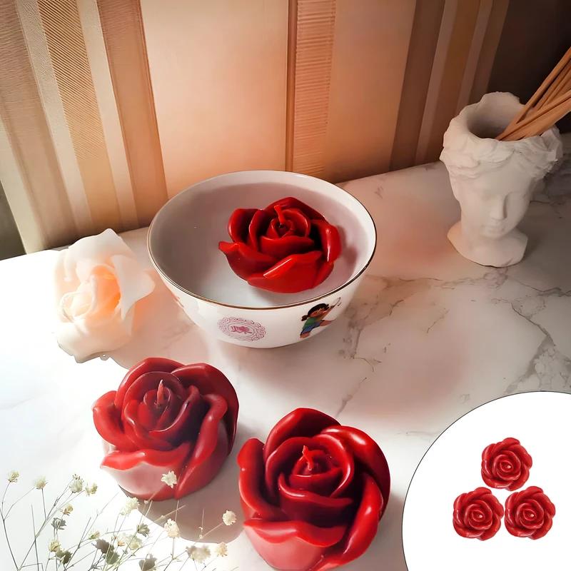 شمع شناور مدل گل رز هلندی مجموعه 3 عددی