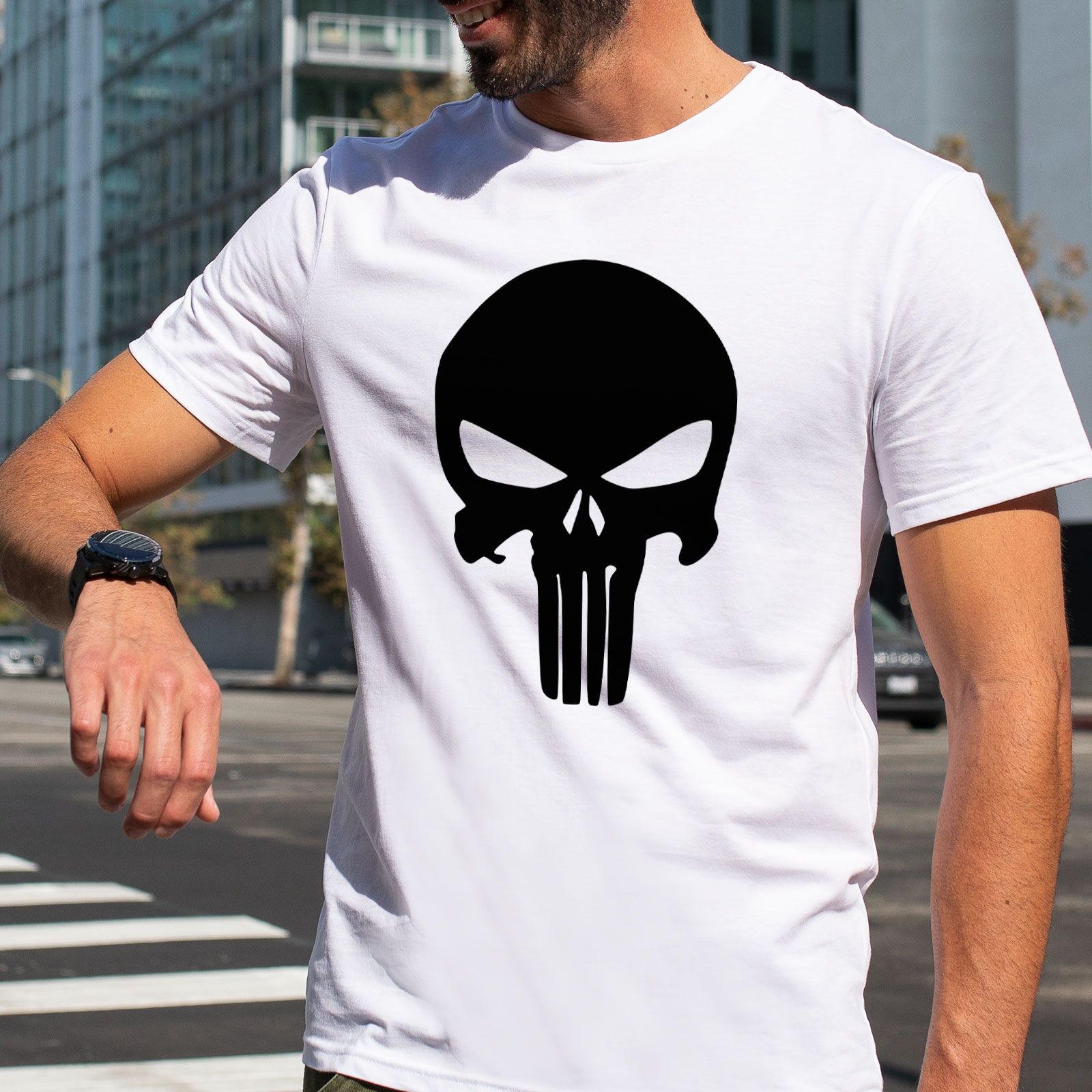 تی شرت آستین کوتاه مردانه هومرو مدل TW281 طرح پانیشر -  - 7