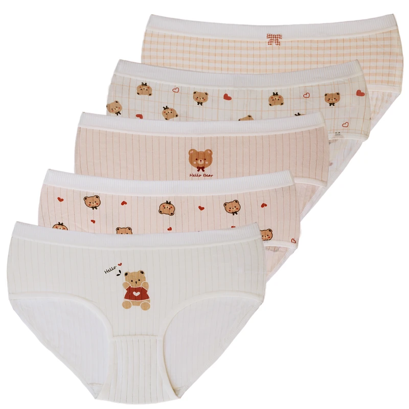 شورت زنانه مدل پنبه ضد حساسیت طرح Hello Bear بسته 5 عددی