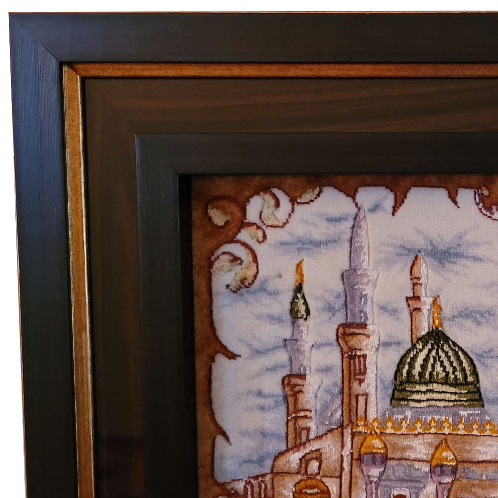 تابلو فرش دستباف طرح وان یکاد مدل کعبه و مدینه