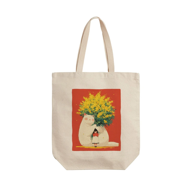 ساک خرید ترمه طراحان ایده مدل گربه و دختر کد strm1061 - L