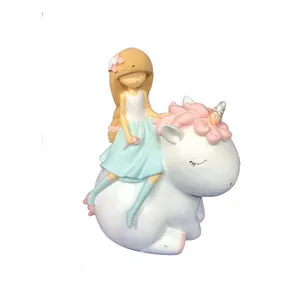 مجسمه دنیا دکوری سرمد مدل فانتزی دختر و اسب تک شاخ