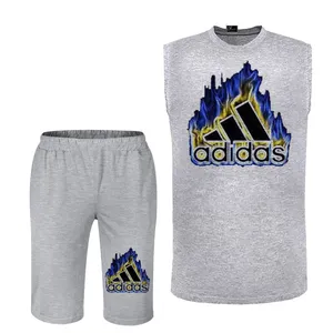 ست تاپ و شلوارک مردانه کد 14 رنگ طوسی