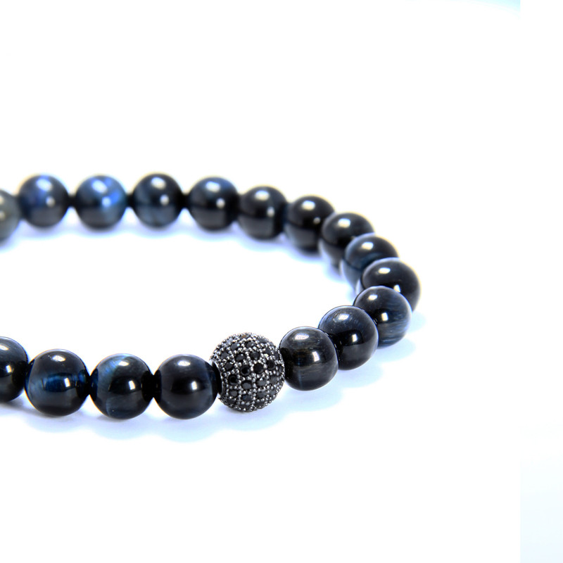 دستبند مردانه مدل سنگ چشم ببر