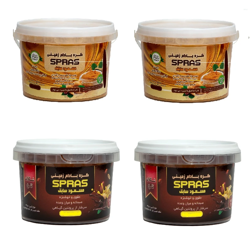 کره بادام زمینی رژیمی کرانچی و شکلات تلخ اسپراس - 250 گرم بسته 4 عددی