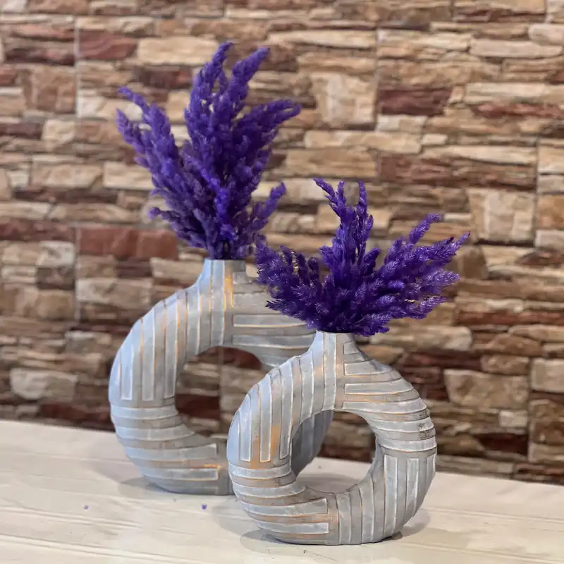 گلدان دکوری طرح دونات کد A38 مجموعه 2 عددی