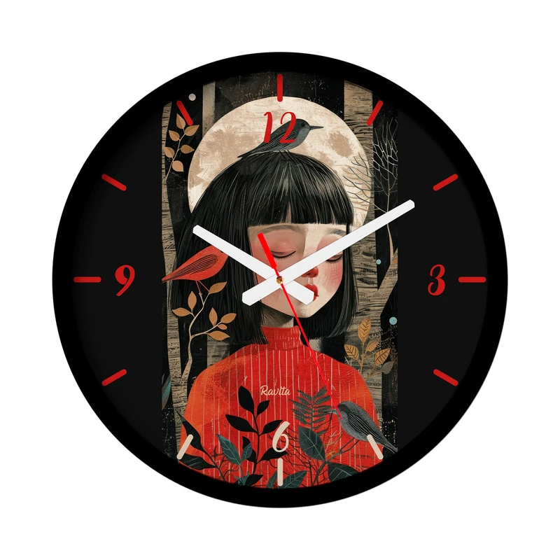 ساعت رومیزی عقربه‌ای راویتا مدل نقاشی دختر کد 3674 